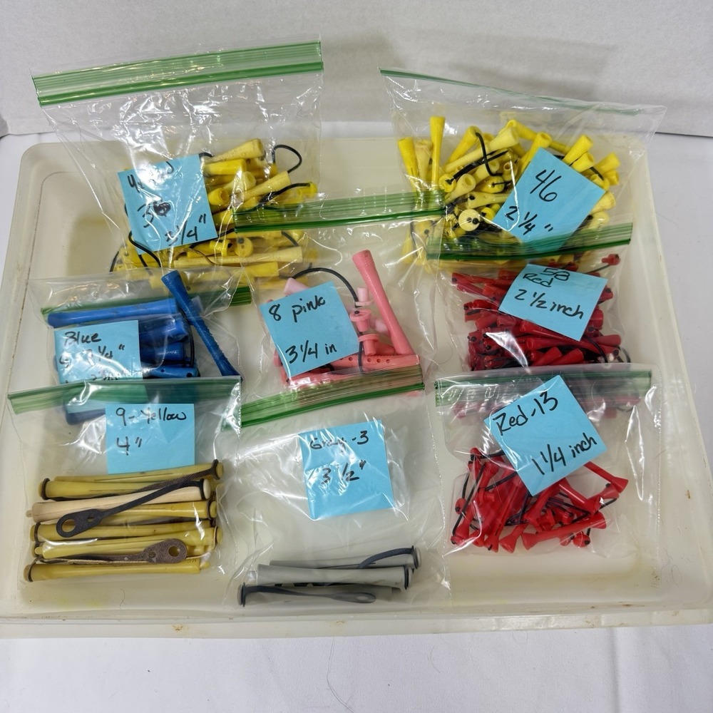 Vintage Assorted Multi-Size Perm Rods Elastic Bands Caps Hairdresser's Lot 183
